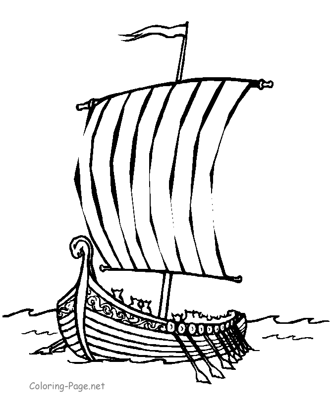 Boat coloring book pages - A Viking boat